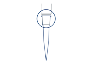 Close-up of a pipette tip securely fitted onto the pipette, emphasizing proper attachment for accuracy and leak prevention.