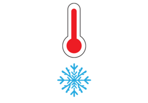 Illustration of a thermometer and snowflake.