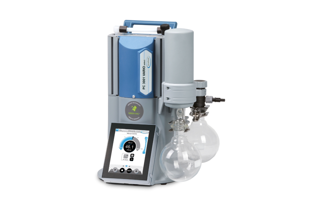 PC 3001 VARIO select chemistry diaphragm vacuum pump with vacuum controller for laboratory applications like evaporations or drying
