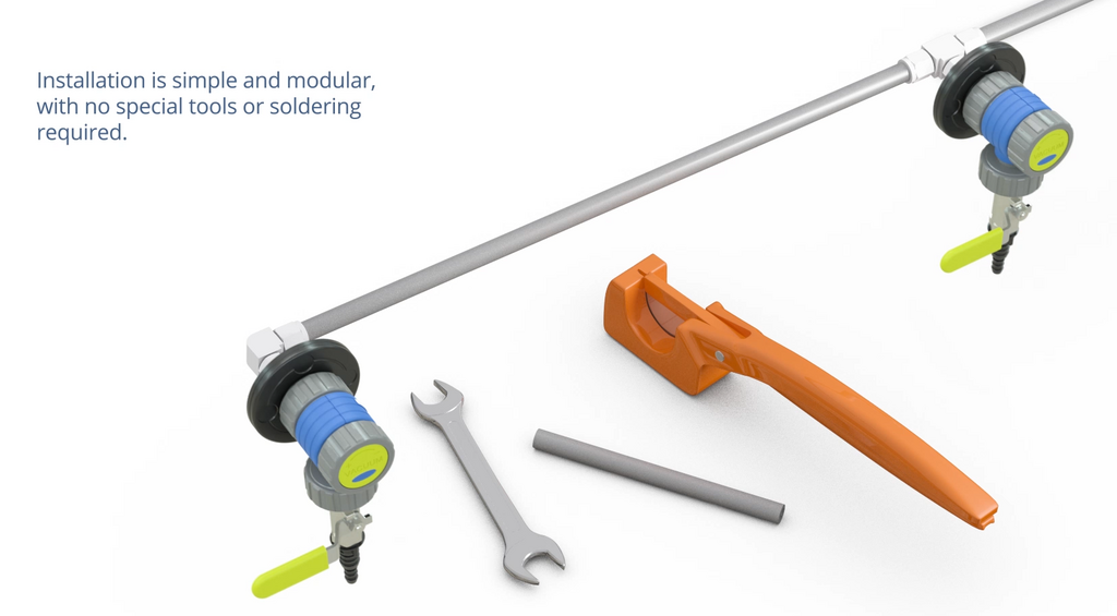 Image showes the tools needed to install network vacuum valves
